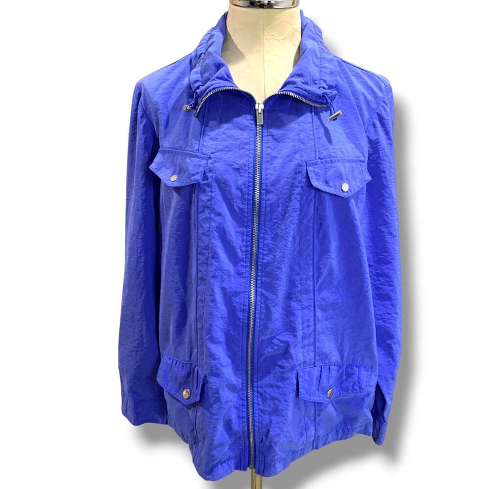 Size XL Zenergy by Chicos Womens Blue Zip Up Windbreaker Jacket - Picture 2 of 9